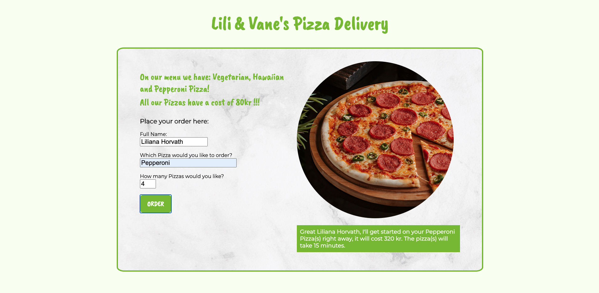 Preview of Pizza bot